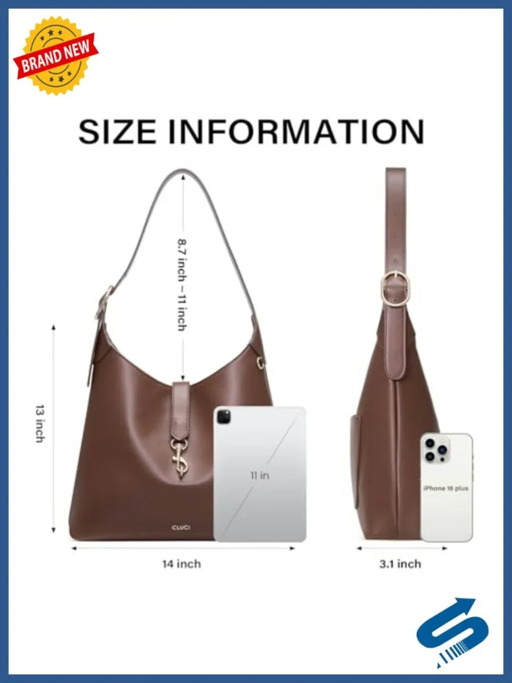 Slouchy Hobo Bag Vegan Leather Women's Shoulder Handbag Work Purse